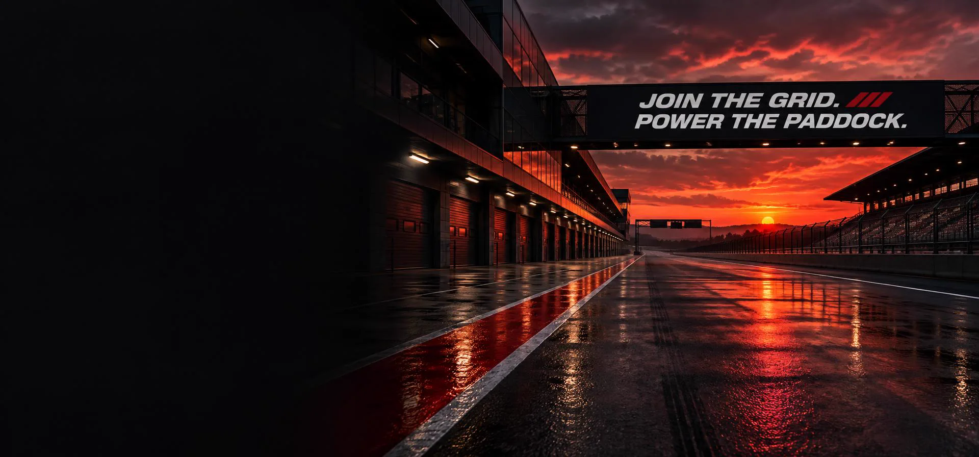 PITCALL pit lane at sunset